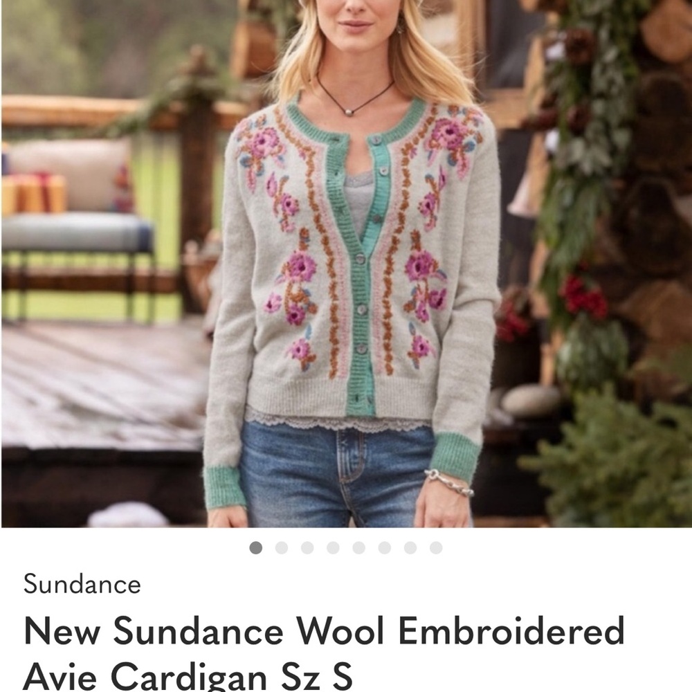 Sundance Embroidered Cardigan - Gray and Pink